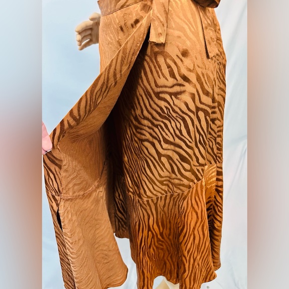 Maeve by Anthropologie Satiny Bronze Zebra Print Faux Wrap Skirt Size 2 - Picture 4 of 7